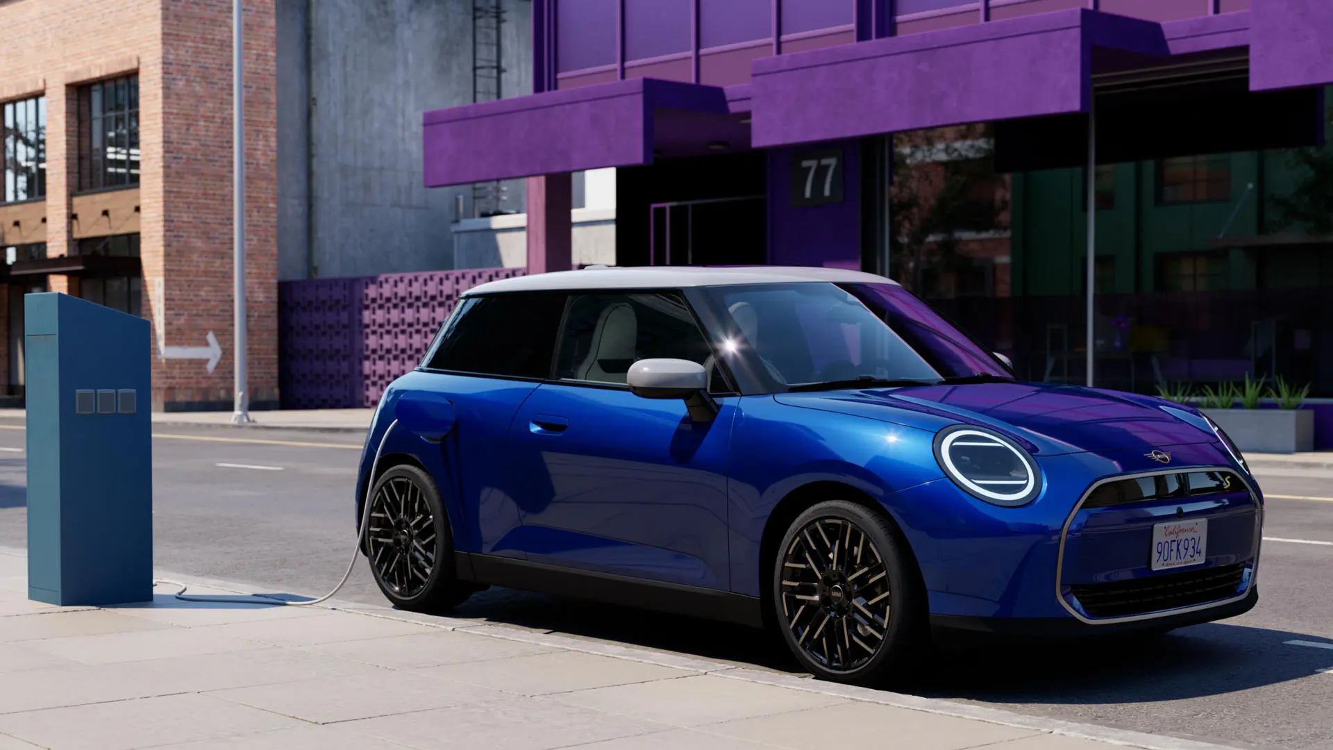 MINI Cooper at the charging station.