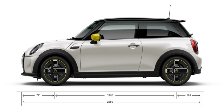 MINI 3-door Cooper SE – side view – dimensions